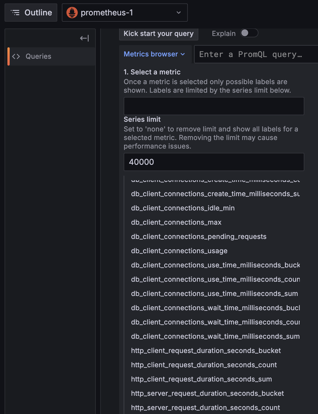 Metrics browser